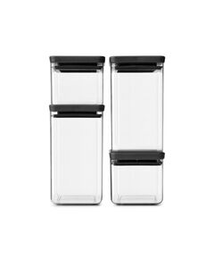 Комплект буркани brabantia tasty+ (2х0.7l и 2x1.6l), 4 броя ,dark grey lid