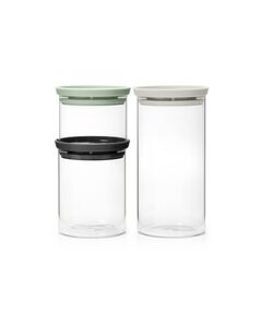 Буркани комплект brabantia stackable 0.3l+0.6l+1.1l, light grey/dark grey/jade green, 3 броя