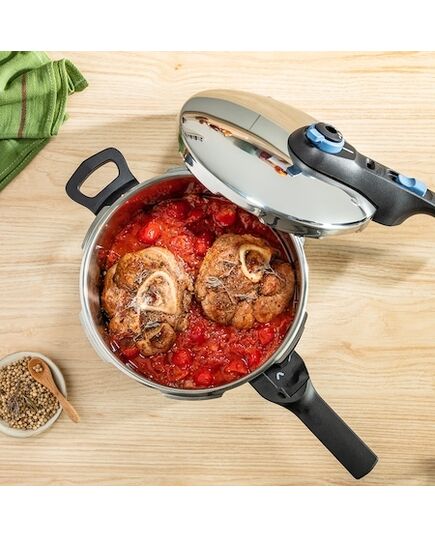 Тенджера под налягане tefal secure trendy 6l tefal aqua blu