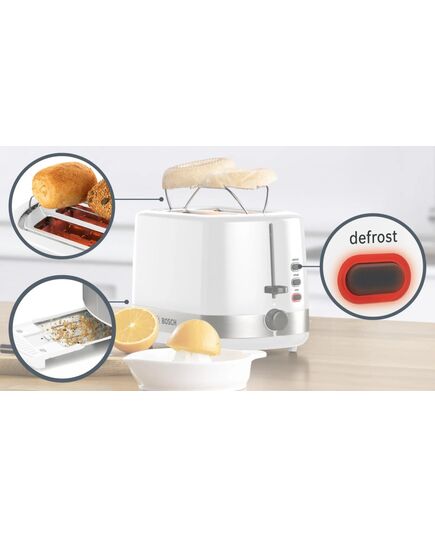 Тостер bosch compact toaster plastic white