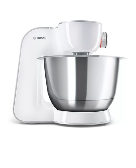 Кухненски робот bosch kitchen machine, mum5, 3d planetary mixing 1000 w, add. plastic blender, meat mincer, white - silver