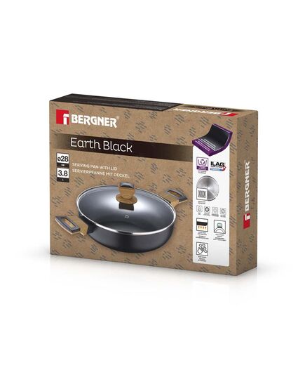 Съд за сервиране bergner earth black 28х7.5см с капак