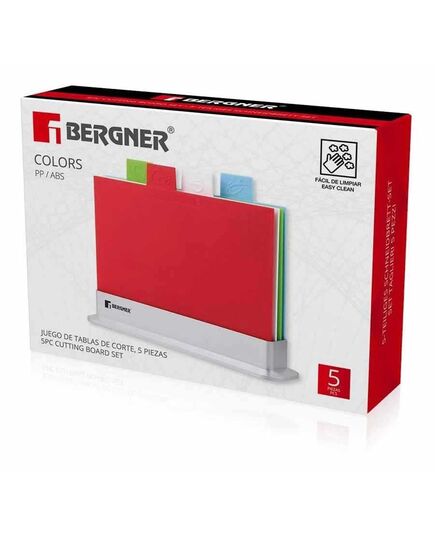 Комплект 5 броя пластмасови дъски за рязане bergner colors