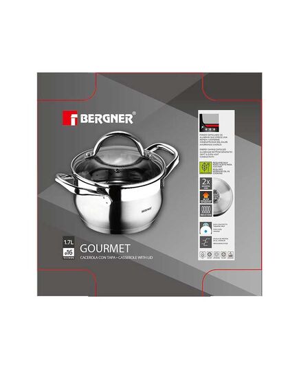 Тенджера bergner gourmet 16х9.5 см 1.7 л