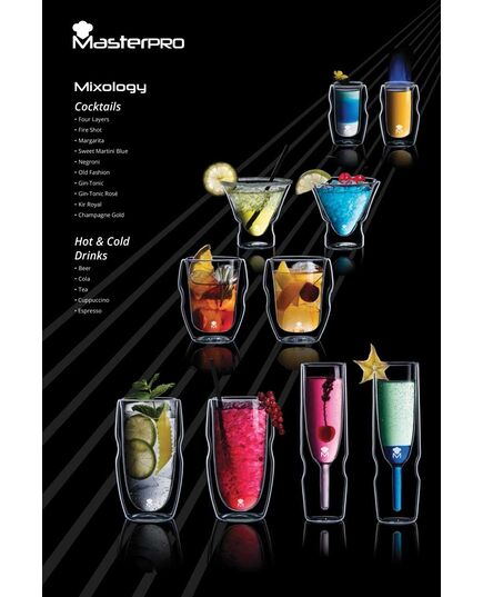 Комплект 2 бр. двустенни чаши за коктейл masterpro mixology 230 мл