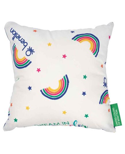 Възглавница benetton rainbow kids 30x30см бяла с лого