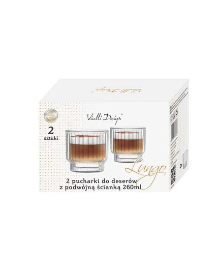 Комплект 2 броя двустенни купи за десерт vialli design lungo 260ml