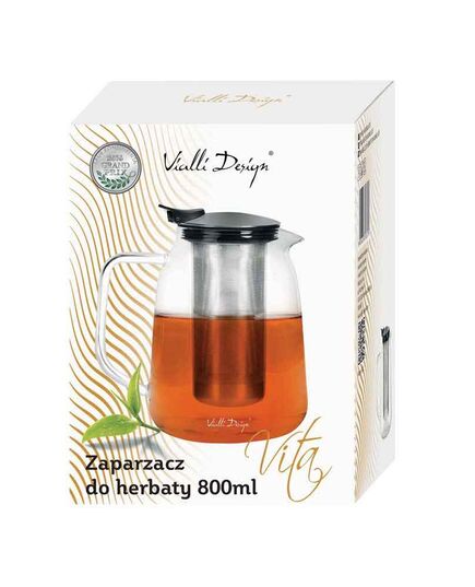 Чайник с цедка боросиликатно стъкло vialli design vita 800ml