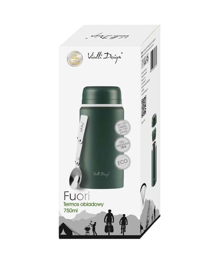 Термос за храна vialli design fuori 750ml с лъжичка зелен