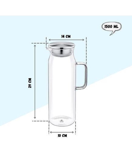 Кана с метален капак wilmax thermo glass 1500ml, термо стъкло