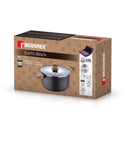 Тенджера bergner earth black 20х11.5см с капак