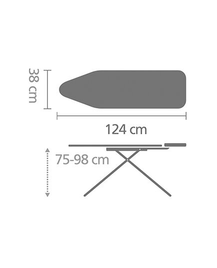 Маса за гладене brabantia b 124x38cm с поставка за парогенератор, metallised