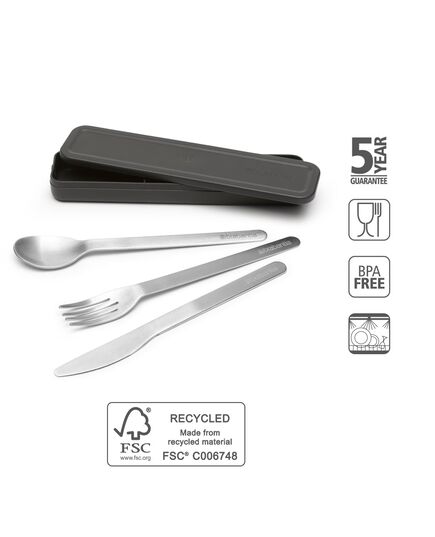 Комплект прибори за хранене brabantia make&take 3 части, dark grey