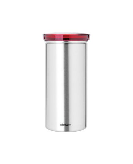 Буркан за 18 броя кафе-капсули brabantia matt steel fingerprint proof, red lid